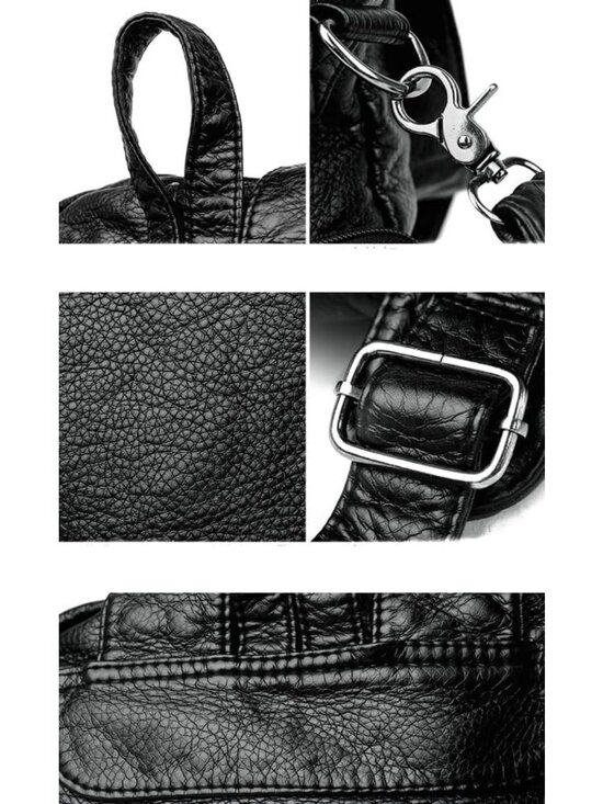 Trendy Women\'s Rivet Backpack - Soft Leather, Multi-Pocket, Zipper Satchel Bag main image 6